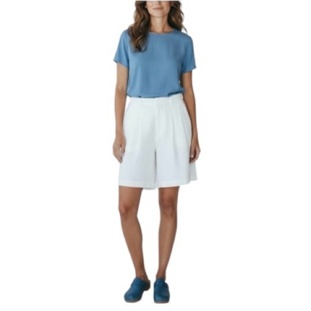 Liz Claiborne Women’s Liz Sport Cream Textured Linen Blend Bermuda Shorts 12